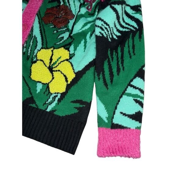 Holiday Time Women’s Large Ugly Christmas Sweater Cardigan Flamingo Colorful - Picture 4 of 7